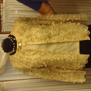 Weavz Large lace & pearl jacket and coordinating tank. Polyester hand washable.